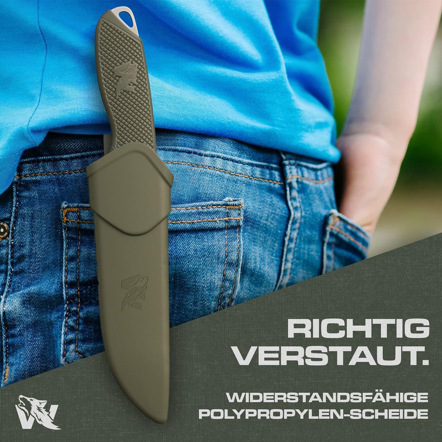 Schnitzmesser-Set für Kinder, Grün - Silber Ohne Feuerstarter