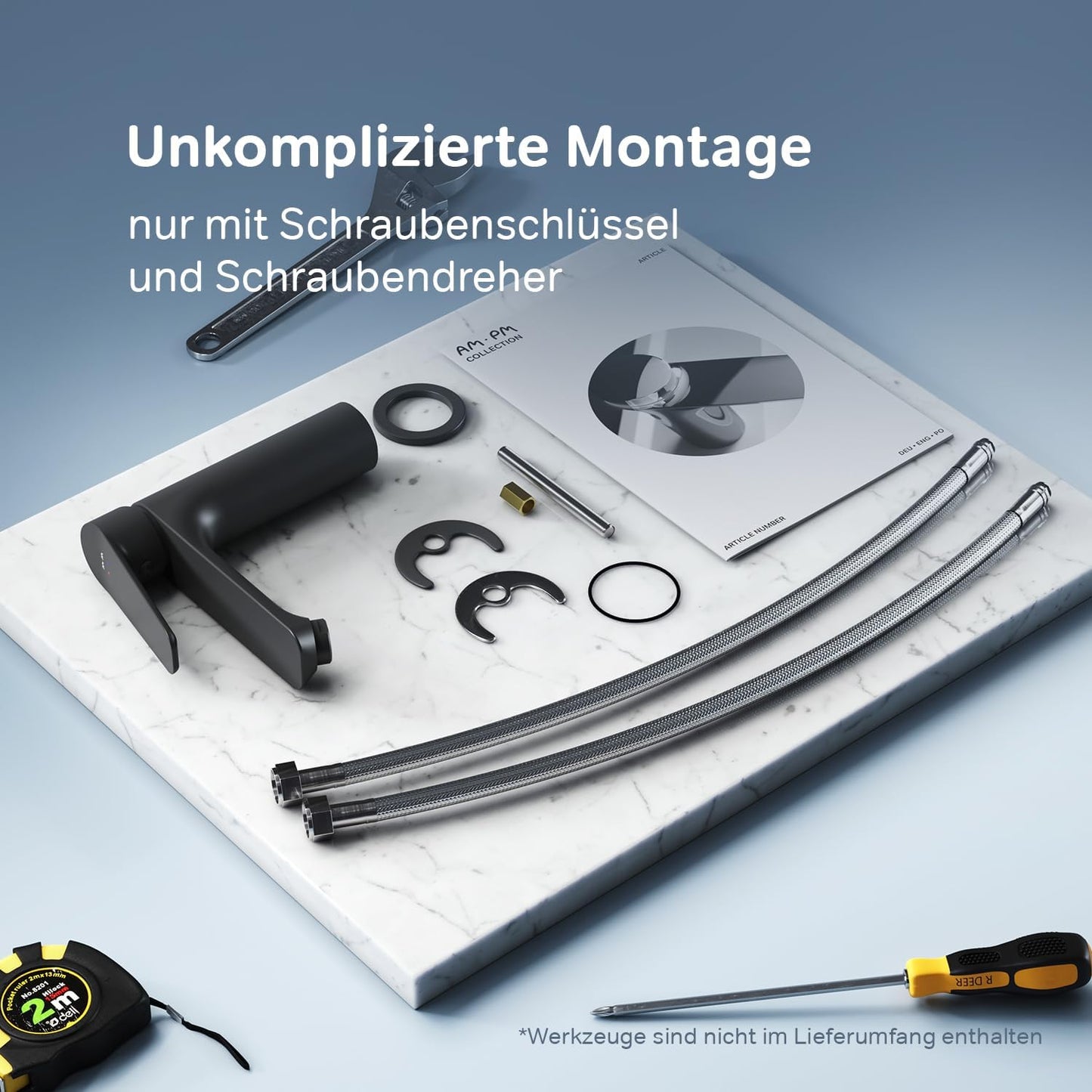 Einhebel-Waschtischmischer für Badezimmer FTA02122, Ohne Ablaufgarnitur, Schwarz