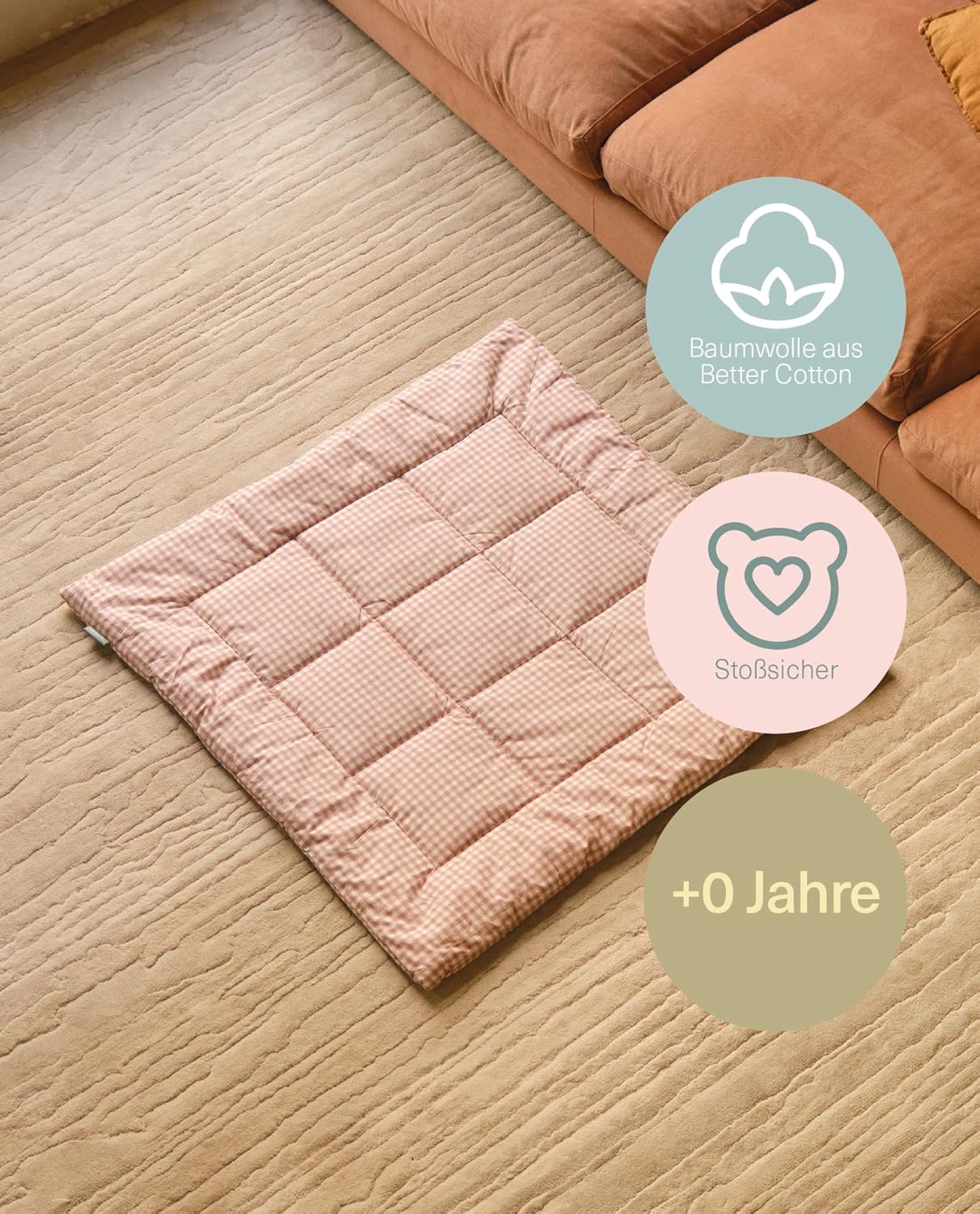 Krabbeldecke, Dusty Rose 100x100 (Quadratisch)