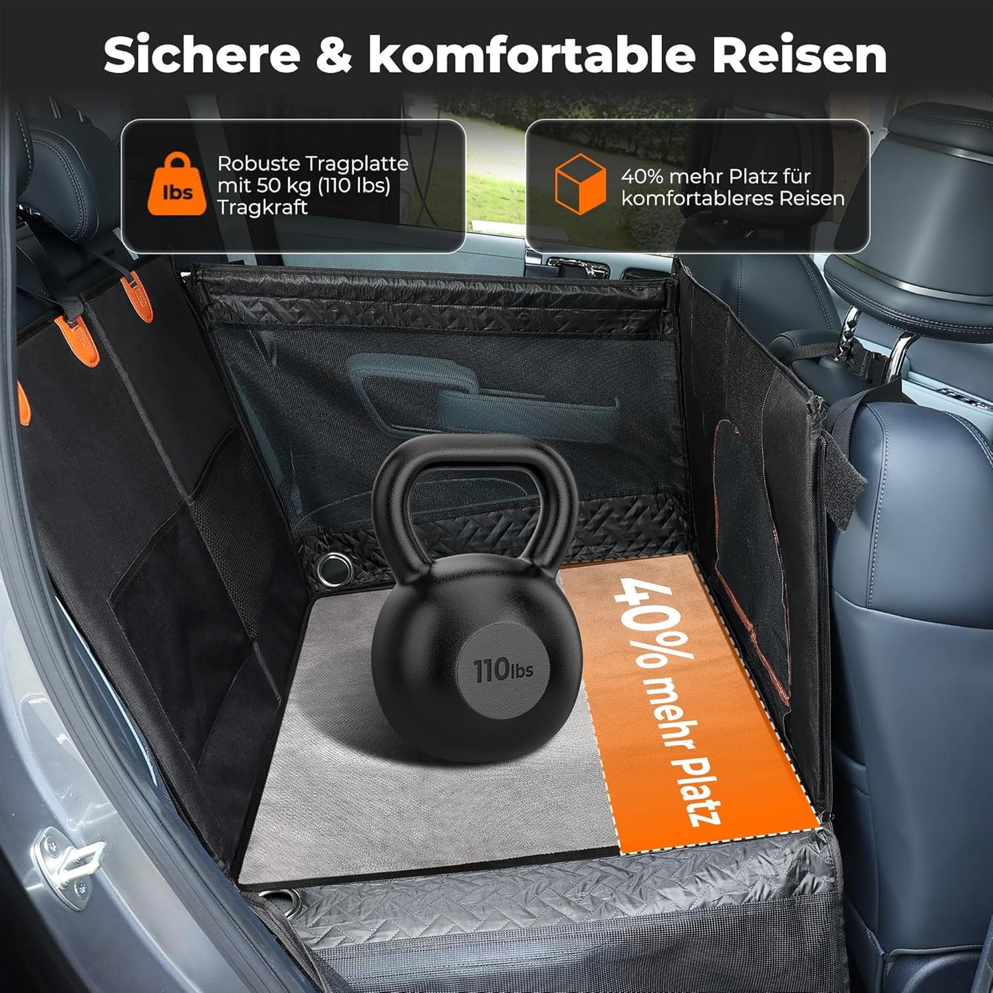 Grosser Hundeautositz mit wasserfester Matte