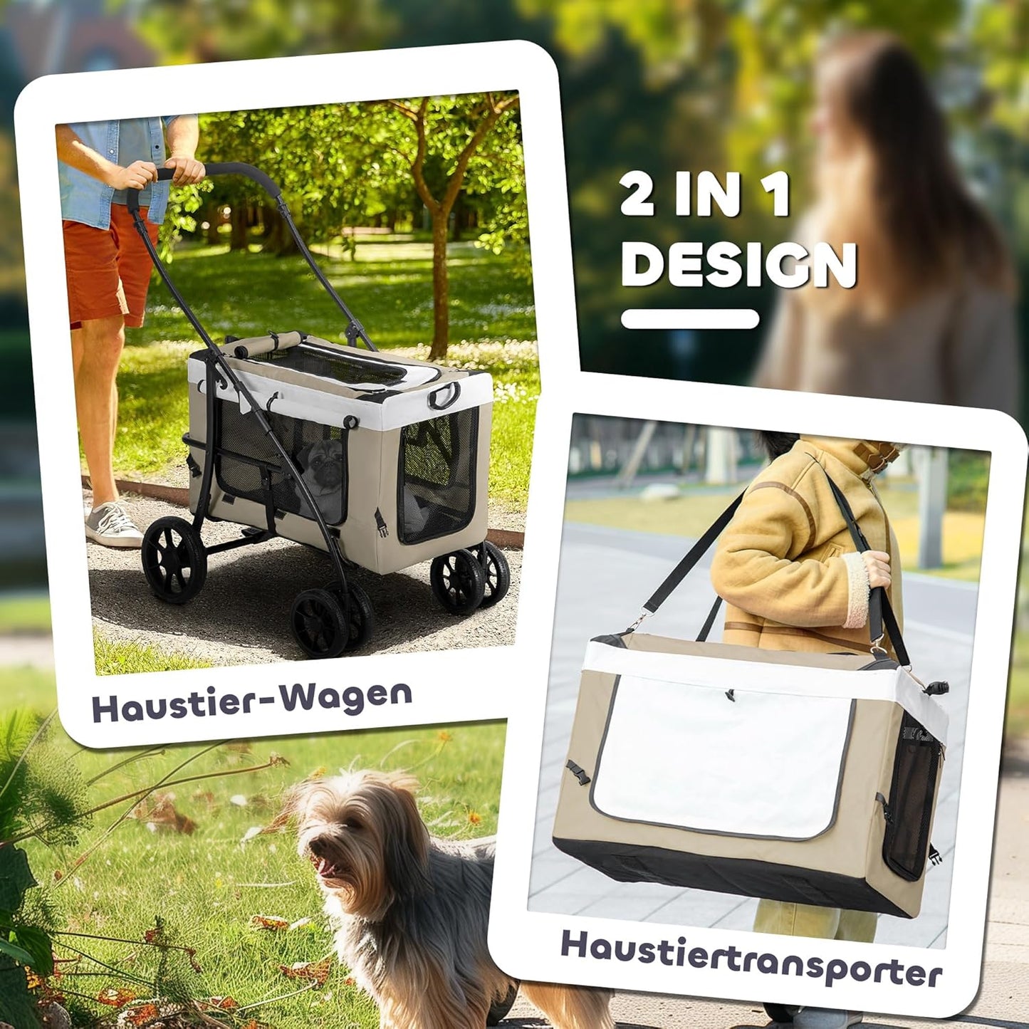 Klappbarer Hundewagen, Khaki