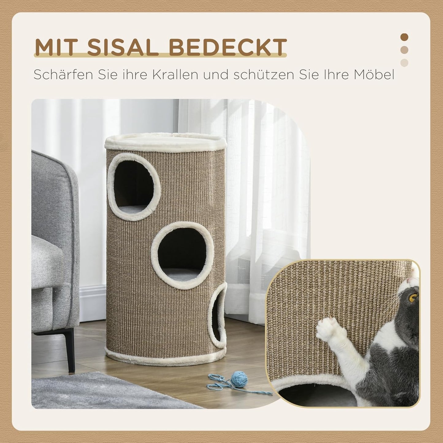 Kratztonne Spanplatte, Sisal Braun, Braun