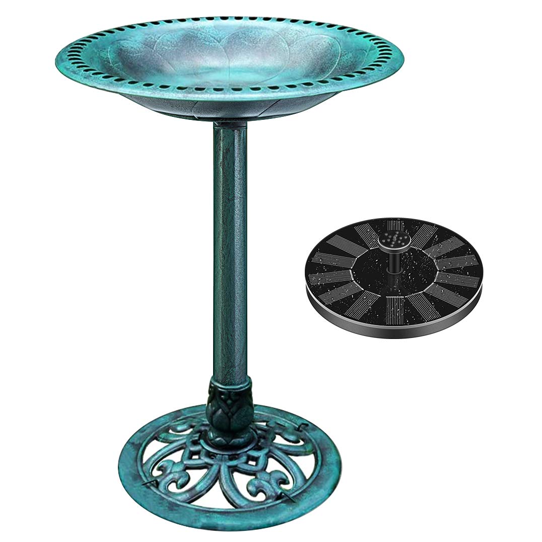 2-in-1 Vogelbad und Solarbrunnen, Grün mit Solarbrunnen