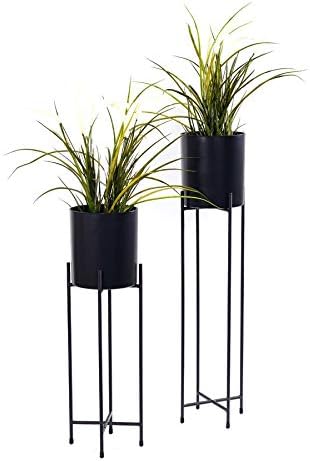 2er-Set Blumentopfständer, Schwarz