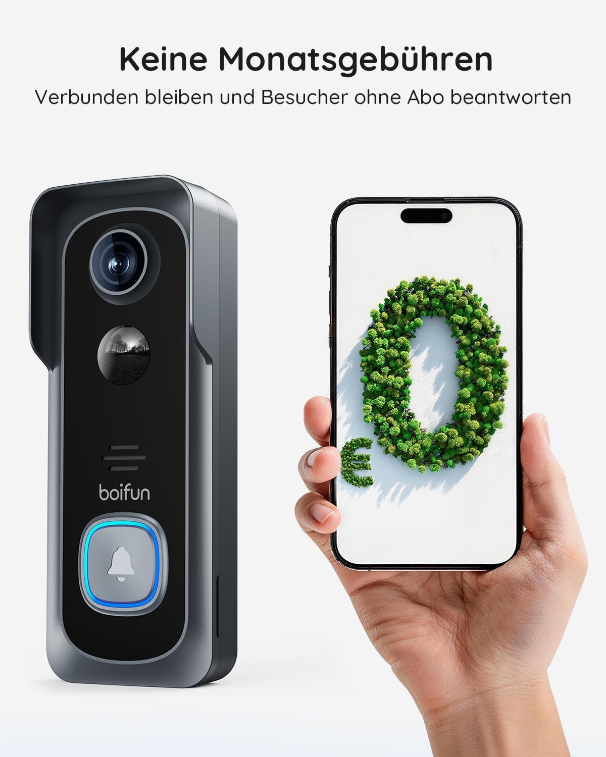 J1X Video Türklingel mit Kamera & Alexa, 2.5k 5mp Video Türklingel Graue