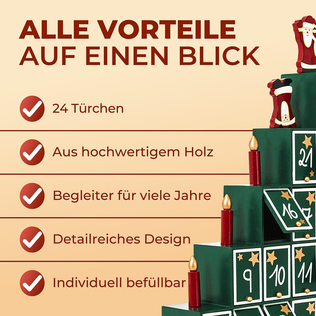 Wiederverwendbarer Adventskalender Tannenbaum (24 Türchen), Pyramid