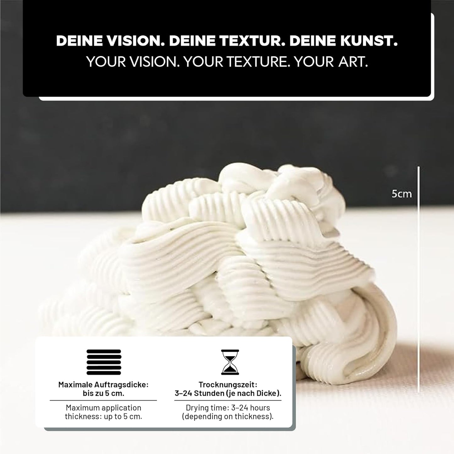 Strukturpaste für Acrylmalerei, Weiß fein & grob je 1,7 kg Eimer