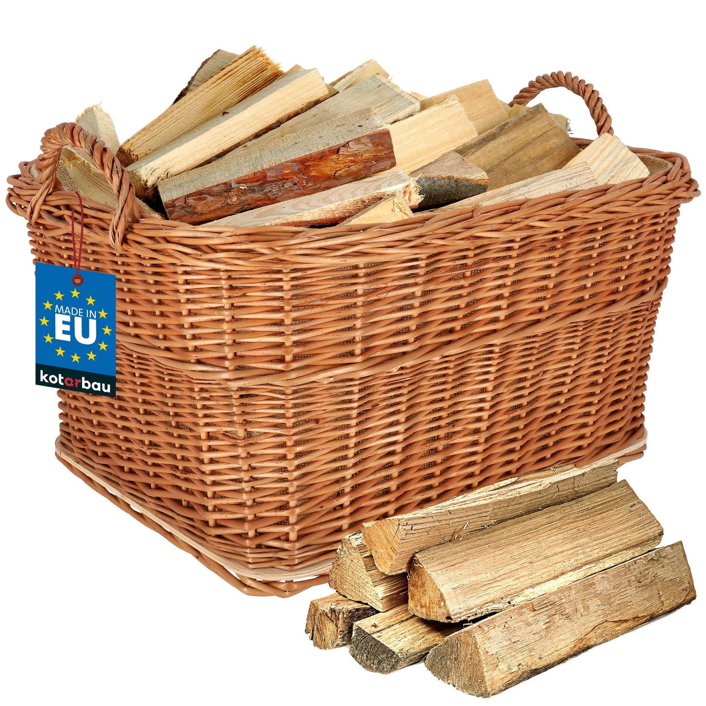 Weidenkorb für Kaminholz, Naturfarbe 60x50 cm