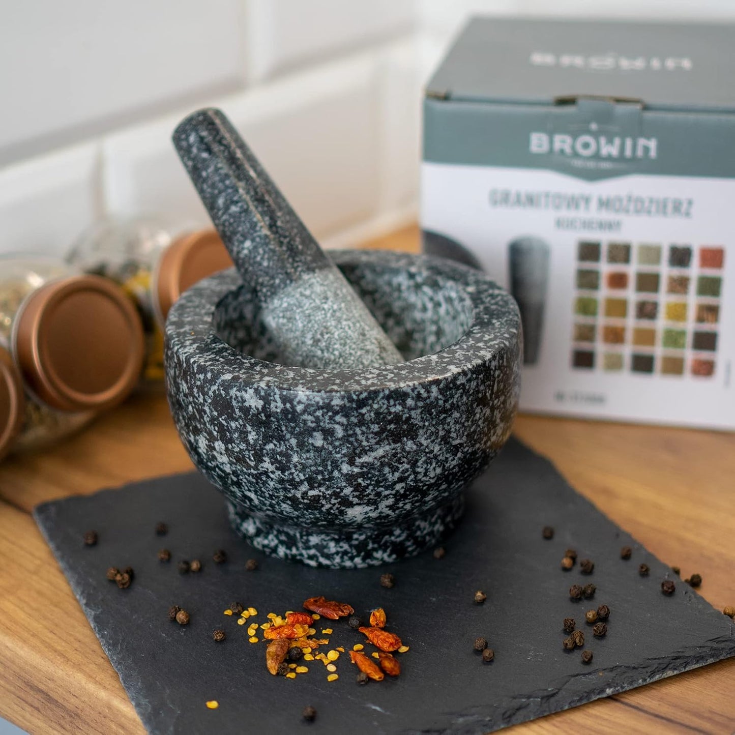 Küchenmörser mit Stössel, Mörser Granit