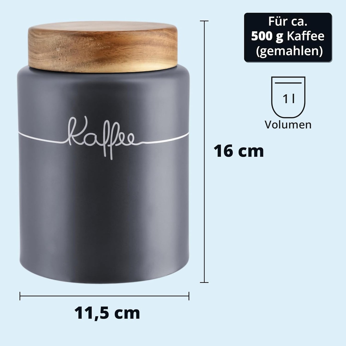 Luftdichte Kaffeedose mit Holzdeckel, Kaffee