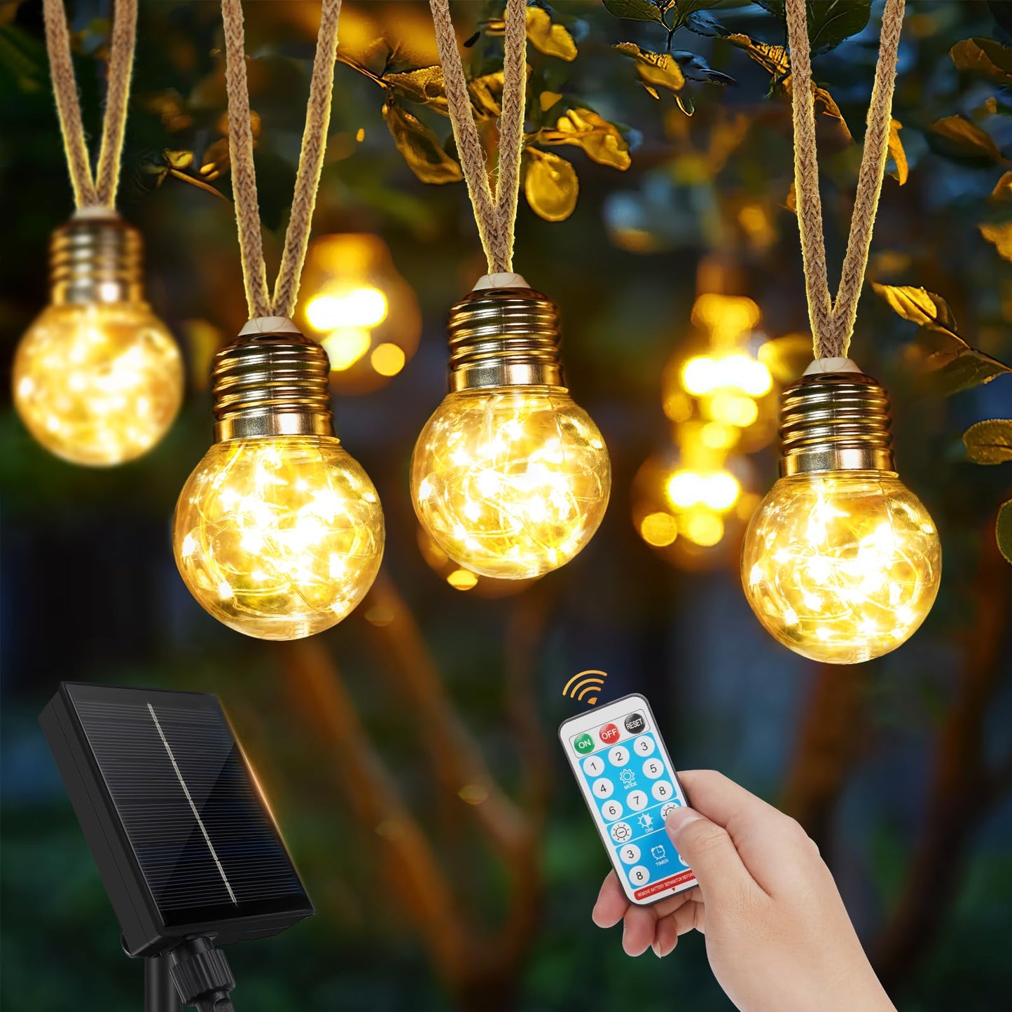 Solar Lichterkette mit 20 G40 Glühbirnen, 12,5M G40