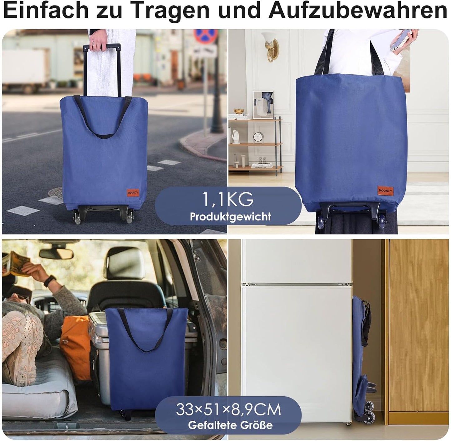 2-in-1 Einkaufstrolley, Blau