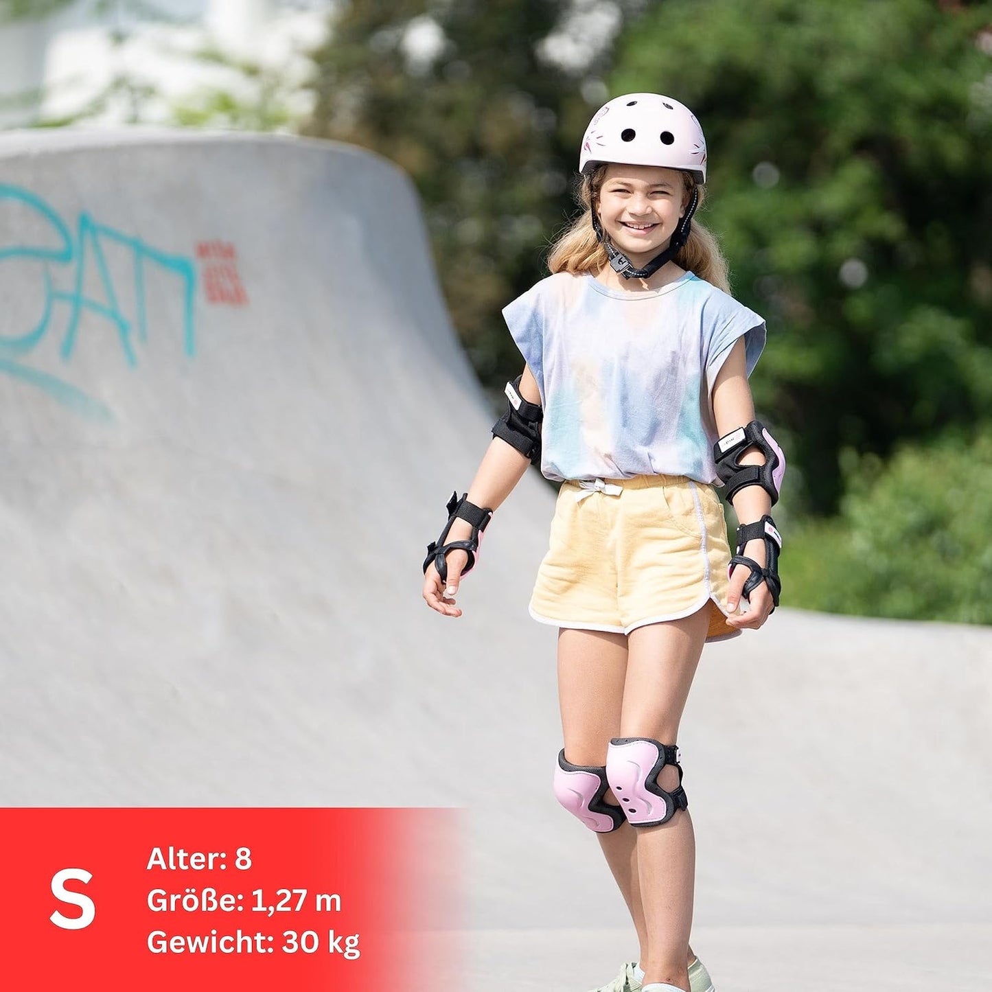 6-teiliges Skate-Protektoren-Set, S - Kinder & Jugendliche PINK SCHWARZ