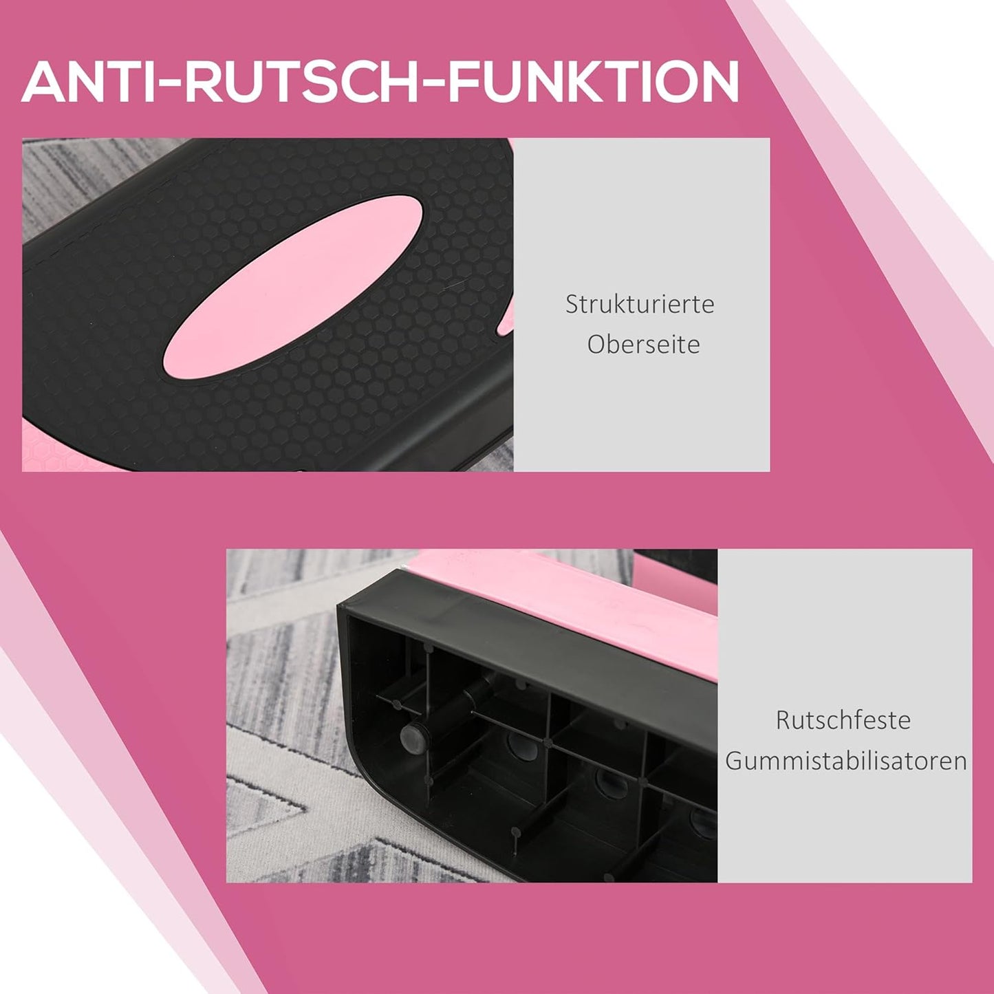 Steppbrett, Schwarz+Rosa+Grau