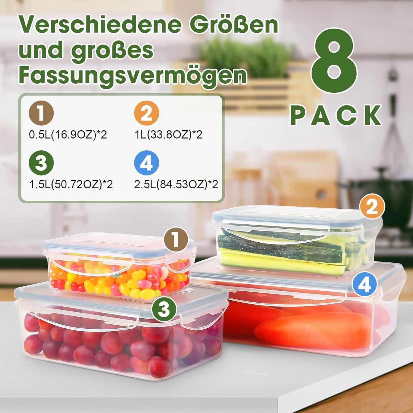 8-teiliges Frischhaltedosen-Set, MB-04-8PCS