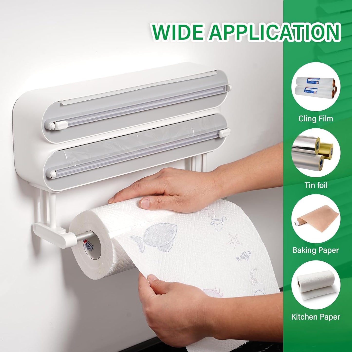 3-in-1 Frischhaltefolien- und Küchenrollenhalter