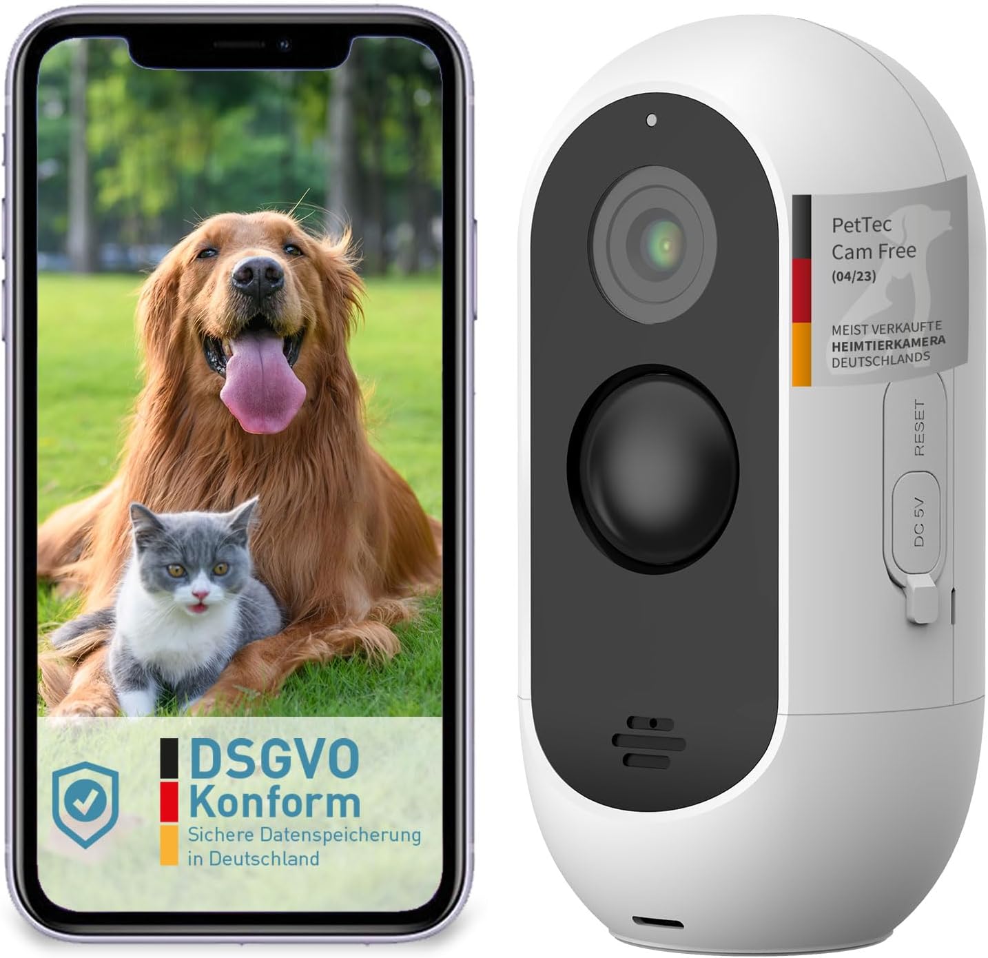 Outdoor Haustierkamera mit 2-Wege-Audio, PetCam Free Outdoor geeignet mit Akku