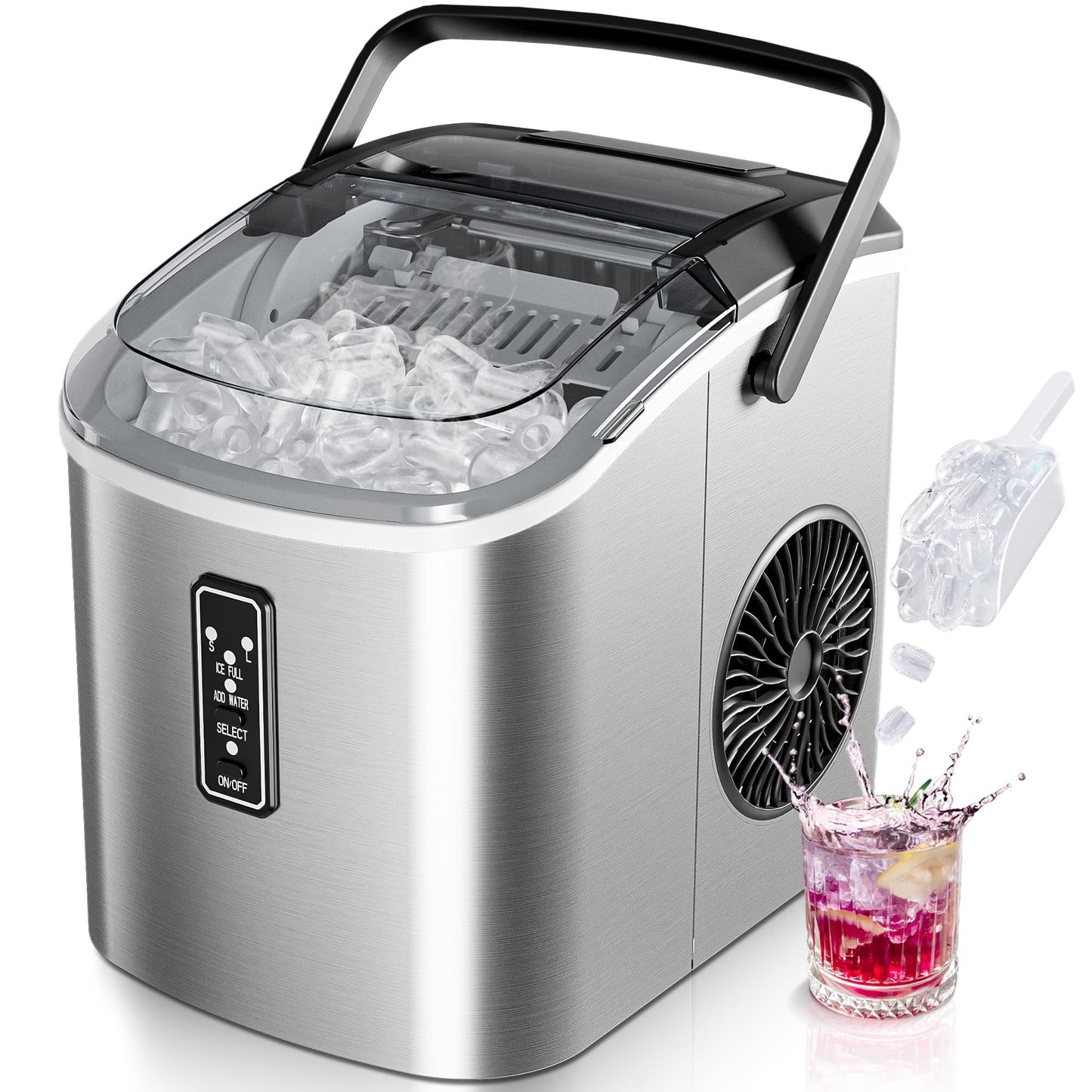 Tragbare Eiswürfelmaschine, Silber-1.2L