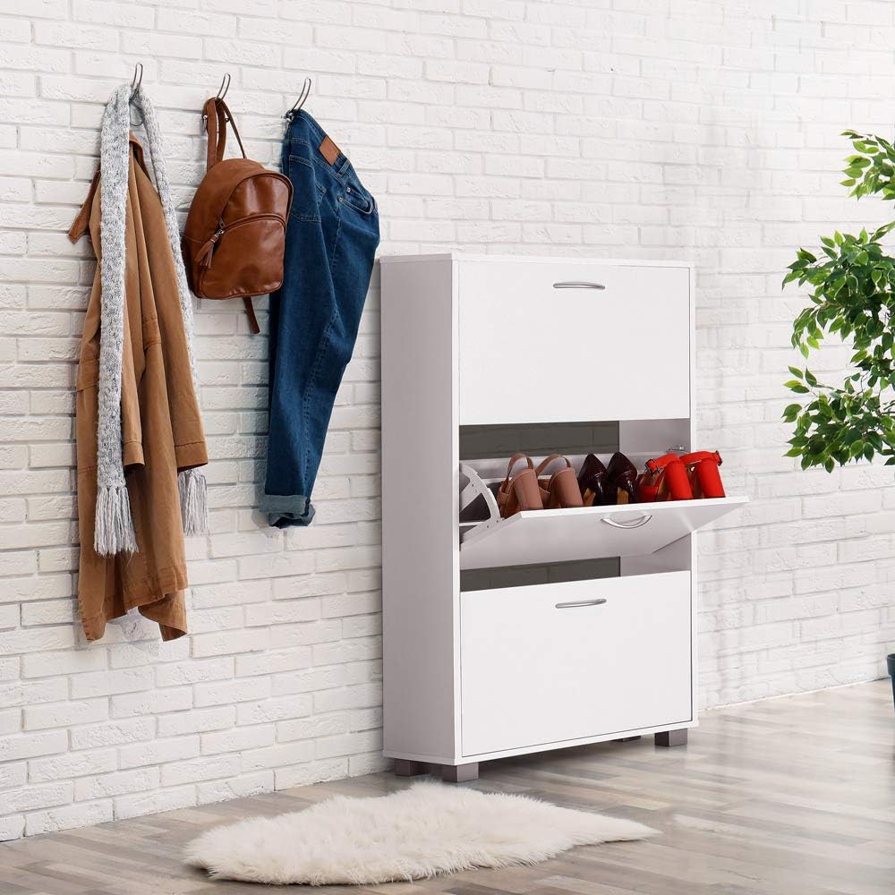 Schuhschrank mit Kippsicherung, Weiß