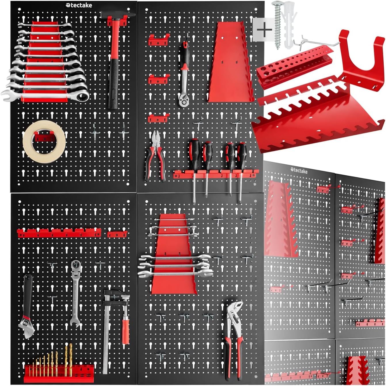 Werkzeuglochwand Set mit Halterungen, 4-teilig, 4-tlg.