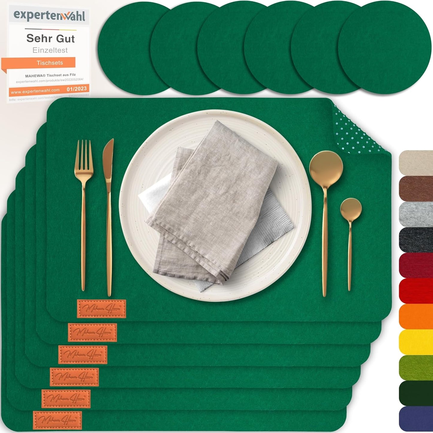 6er-Set Tischsets, Dunkelgrün 6er Set