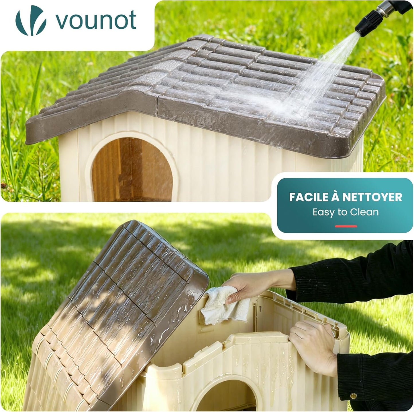 Katzen- und Hundehütte Indoor/Outdoor, winterfest, 60x51x41cm Beige