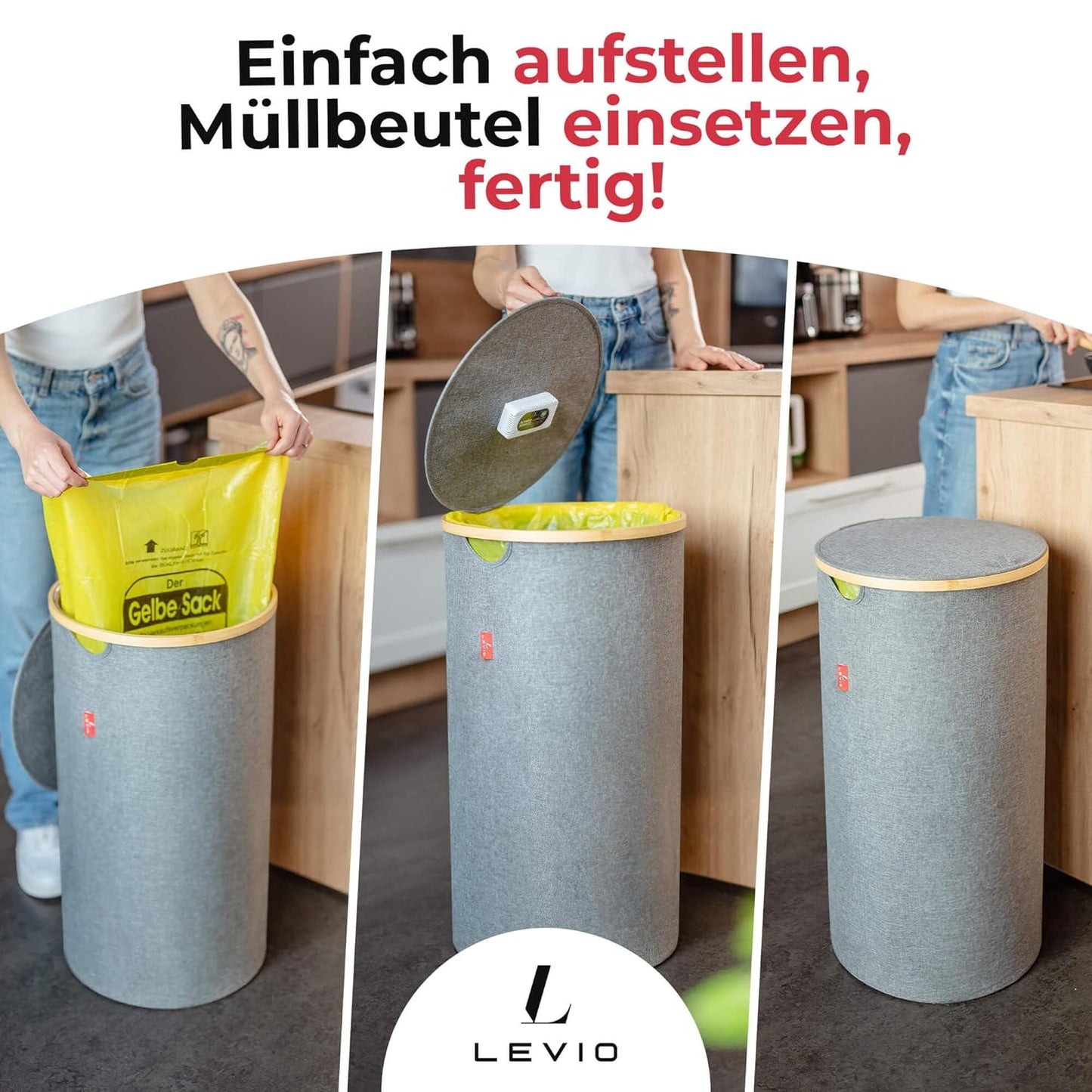 Müllsackständer mit Geruchsfilter, Grau