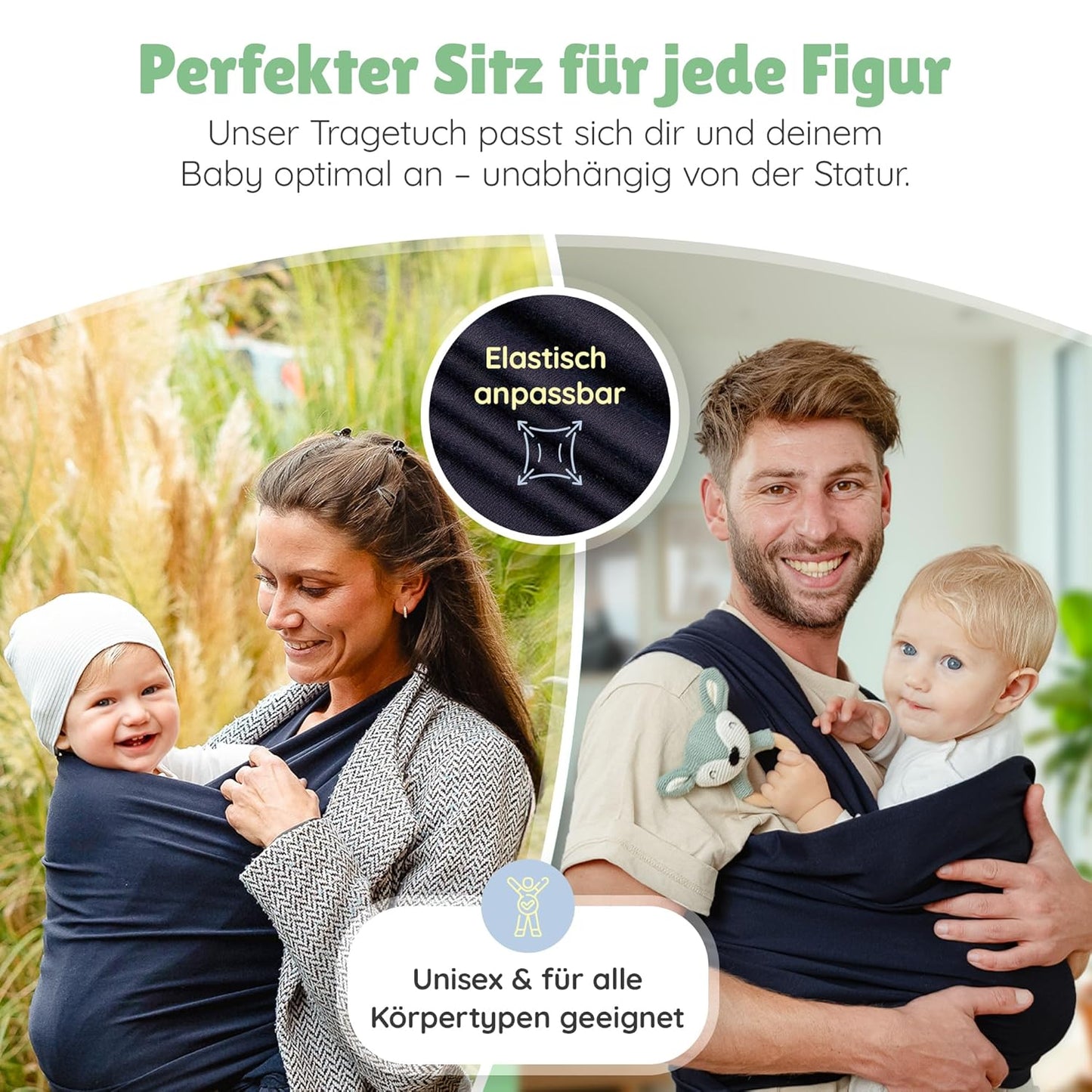 Ergonomisches Babytragetuch ab Geburt, Navy Blue