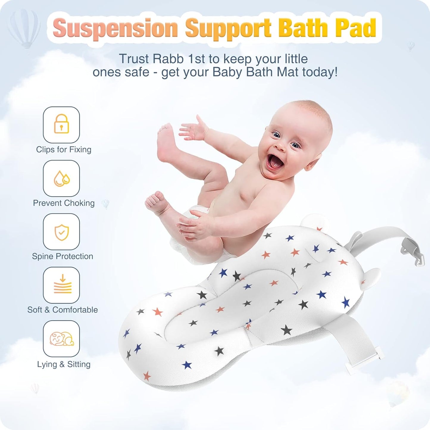 Faltbare Babybadewanne mit Rutschschutz und Abflussloch, Blau