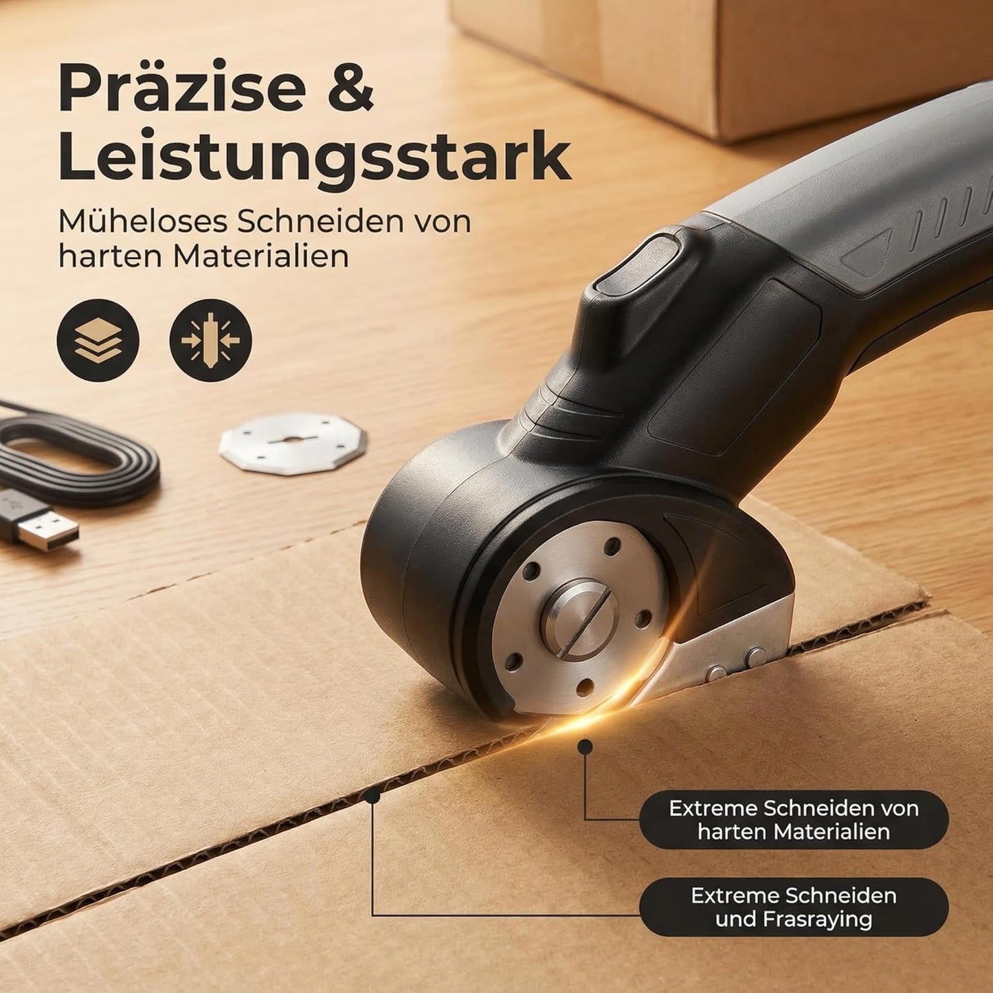 Elektrische Schere mit Sicherheitsschloss & LED-Licht