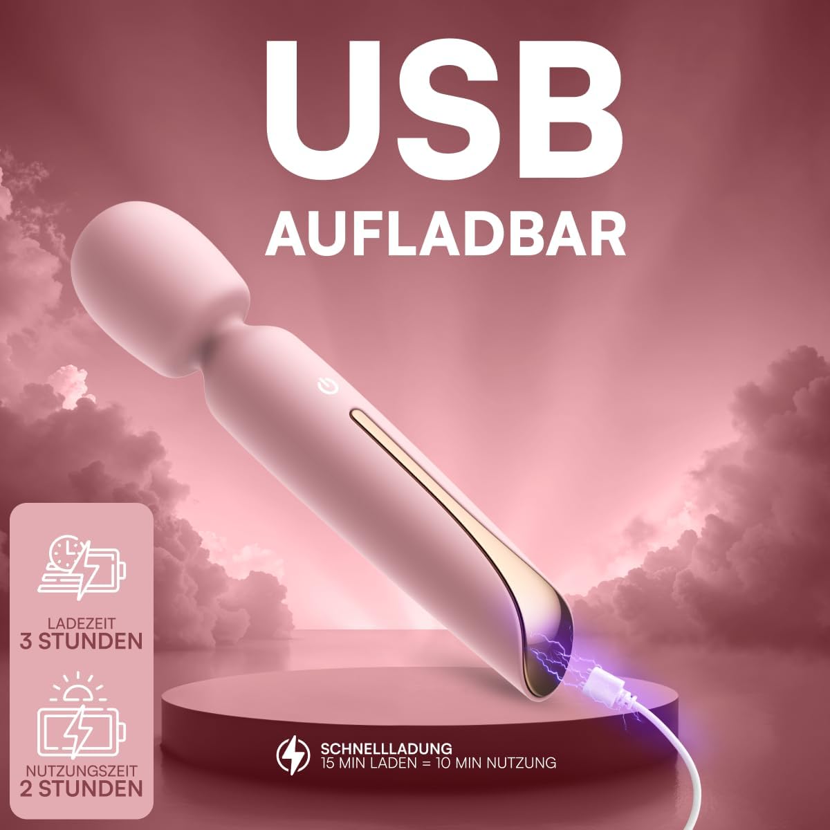 Starker Klitoris-Stimulator Massagestab für Frauen, Pink