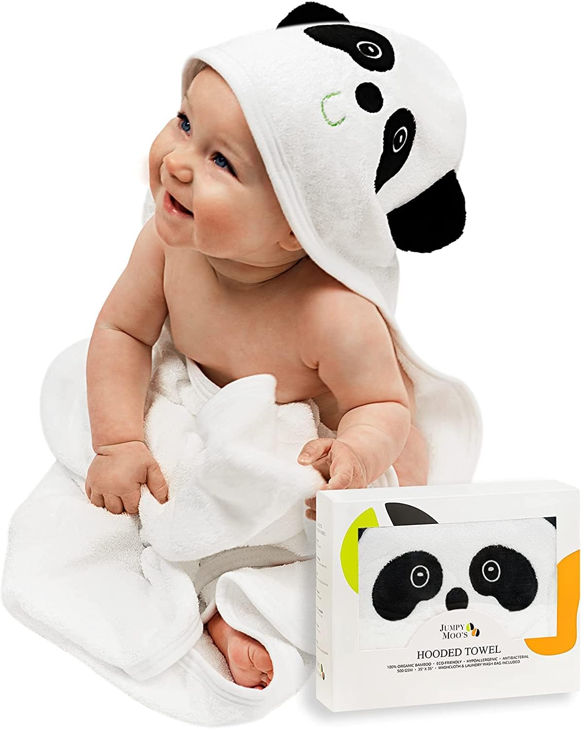 Baby Kapuzenhandtuch-Set Panda mit Waschlappen, Panda