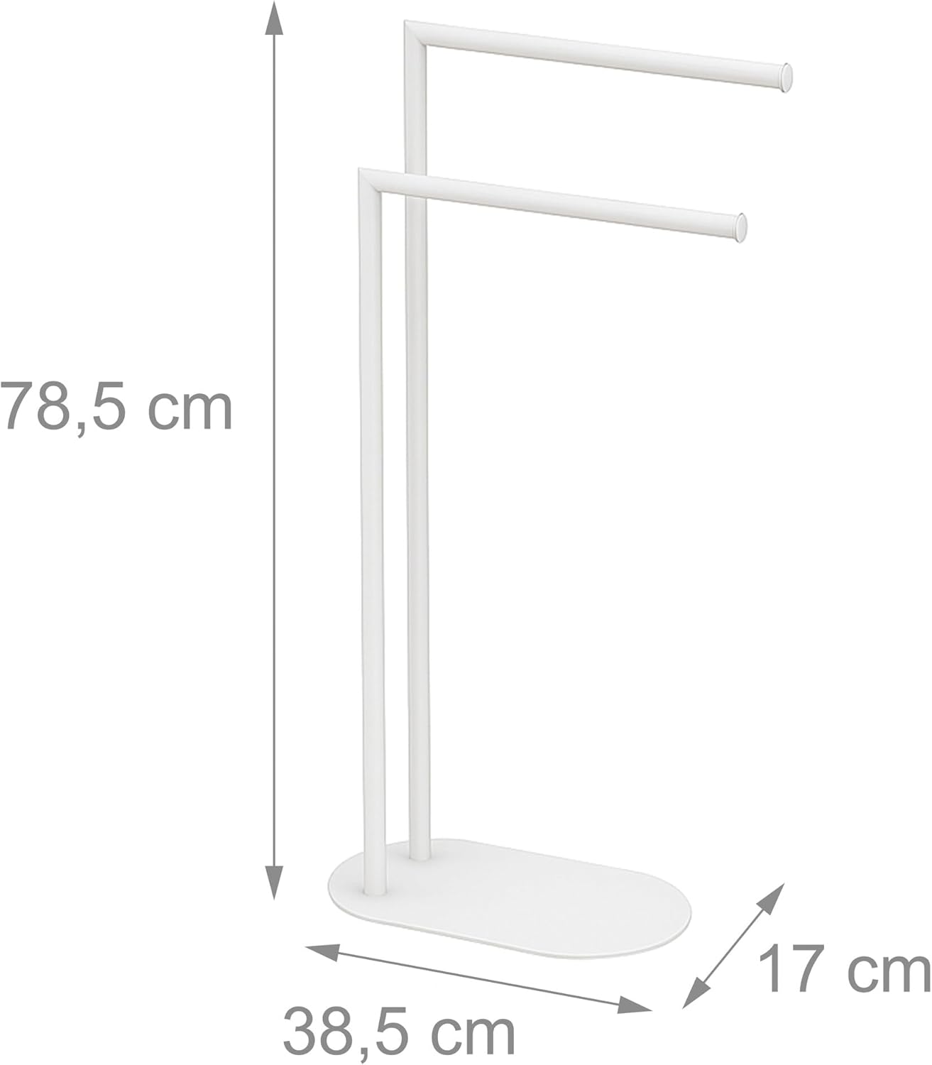Handtuchständer mit 2 Stangen, freistehend, Weiss