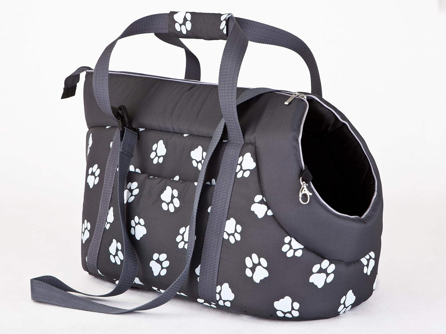 Hundetasche mit Pfotenmuster bis 2.5 kg, S - 26,90 € Schwarzgrau mit Pfoten