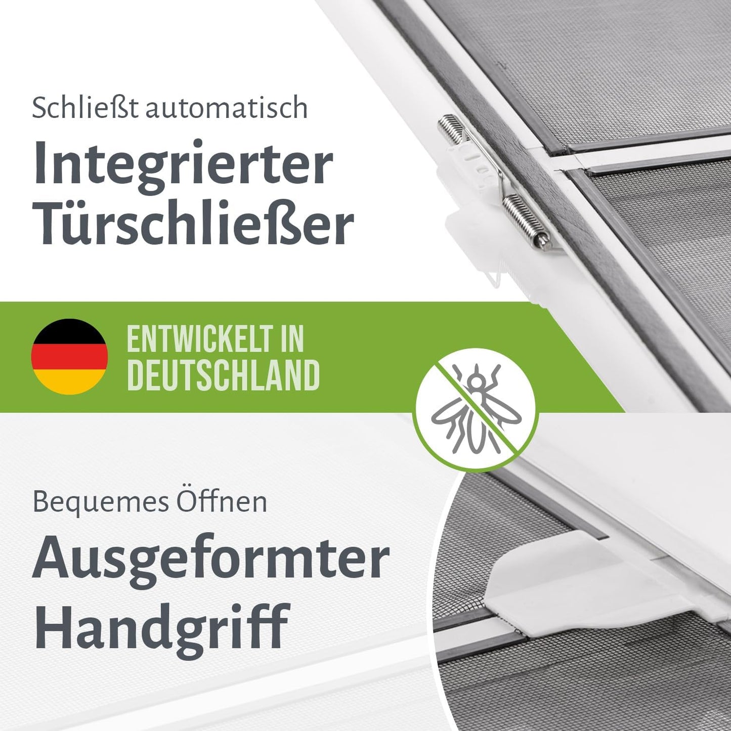 Fliegengitter Tür mit Handgriff, 80 x 200 cm (Selbstbausatz) Weiss