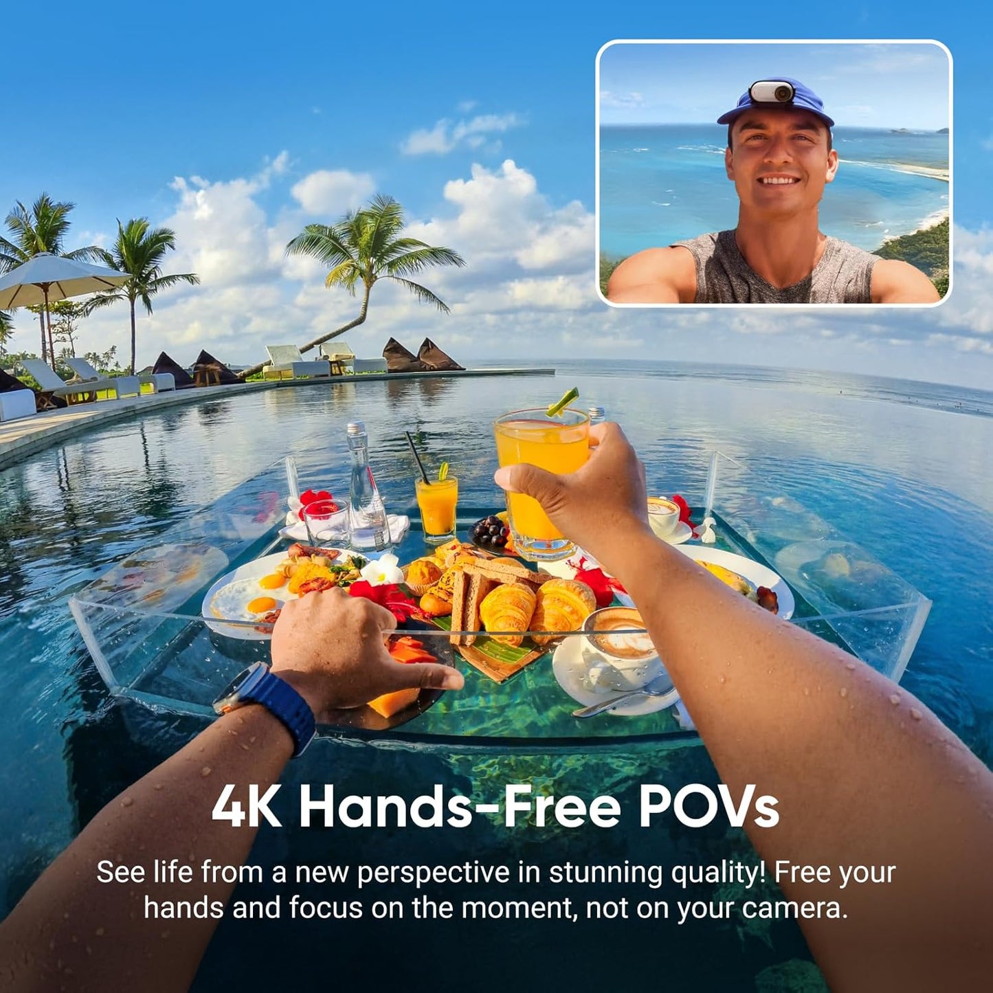 Tragbare 4K Mini-Kamera GO 3S, Polarweiss Standard-Bundle