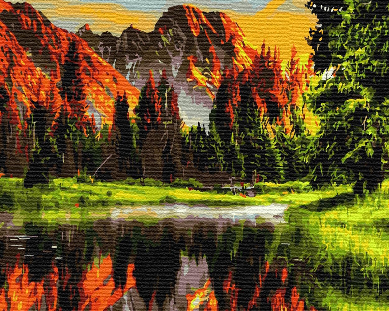 Malen nach Zahlen Set Berglandschaft, Berglandschaft Mit Rahmen
