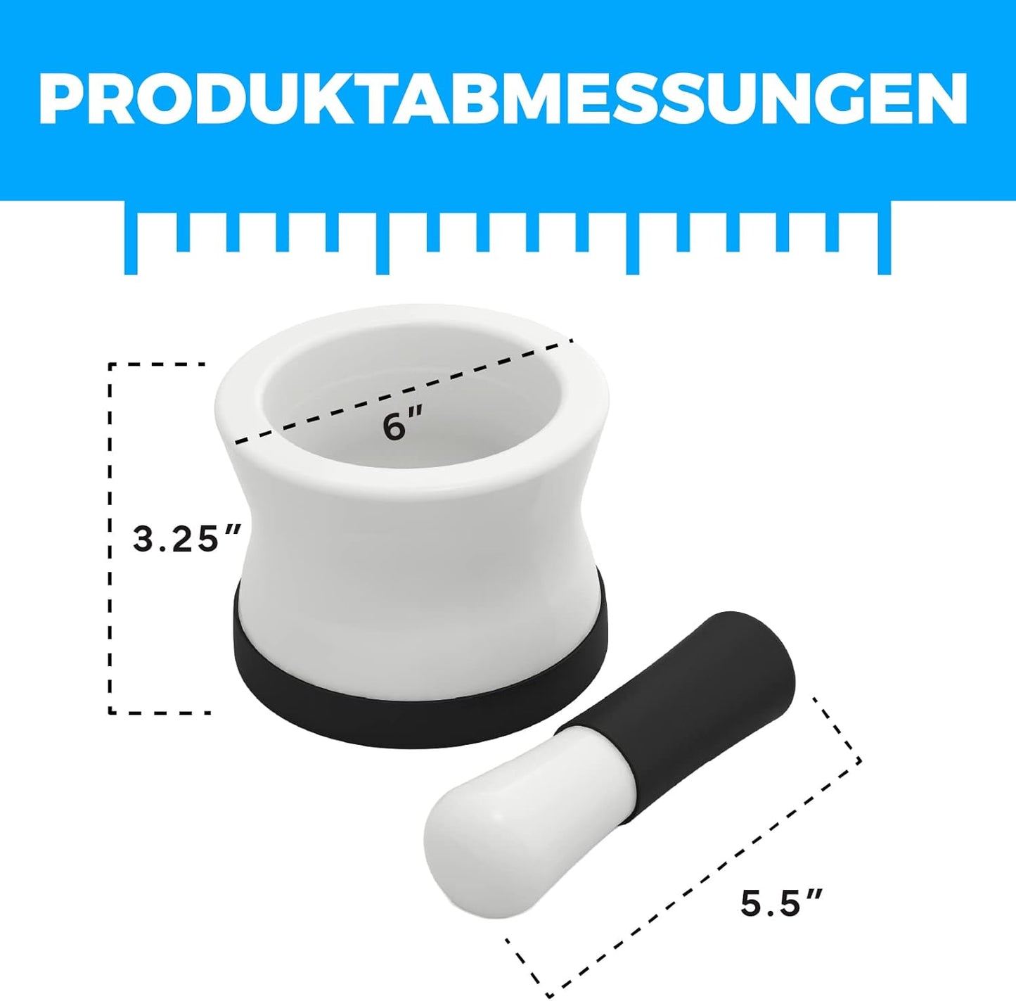 Mörser und Stössel, 15,25 Zentimeter Schwarz