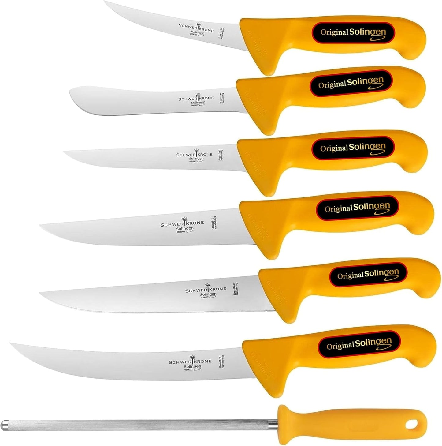 7-teiliges Metzgermesser Set inkl. Wetzstahl, Metzgermesser Set 7-teilig