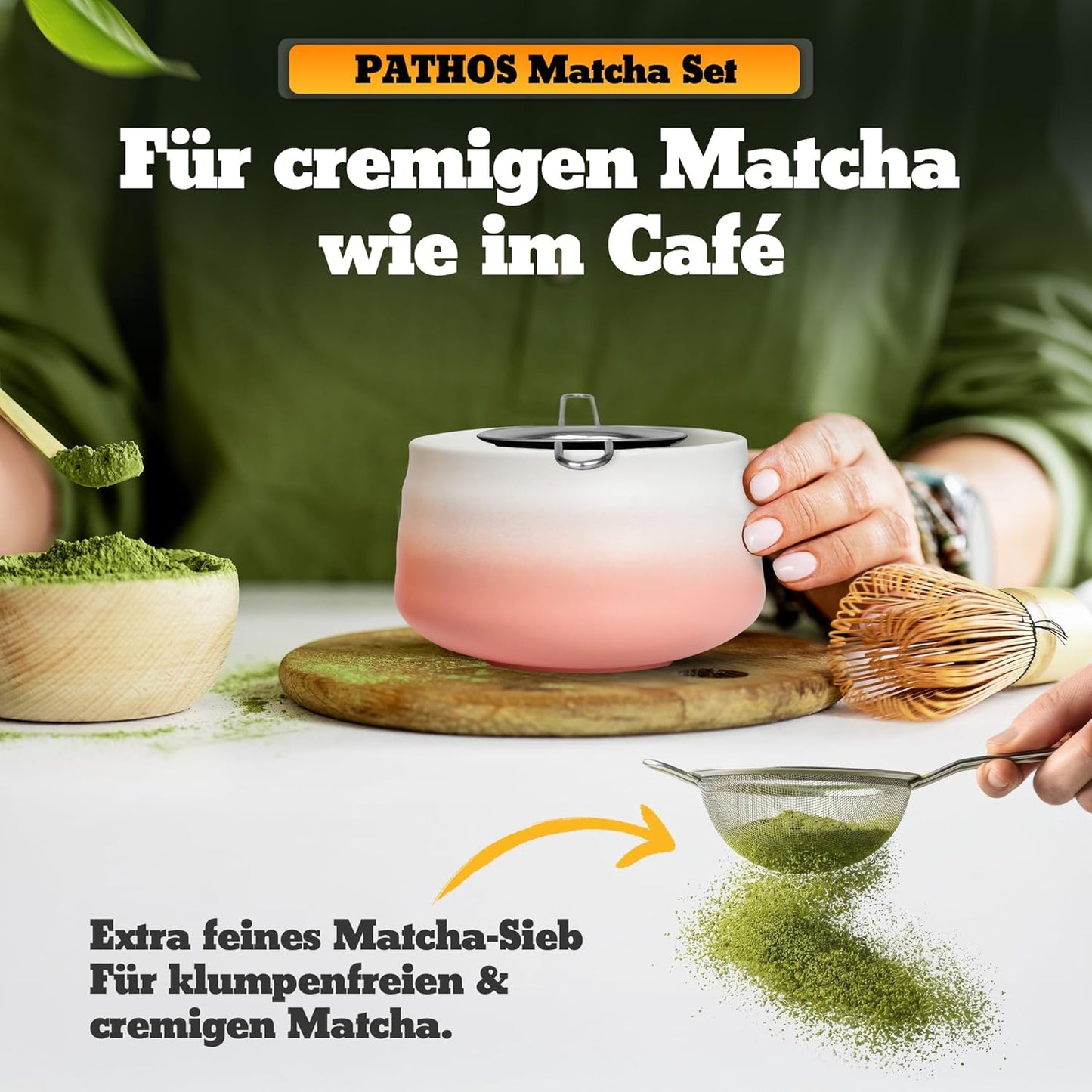 4-teiliges Matcha-Set, Pink