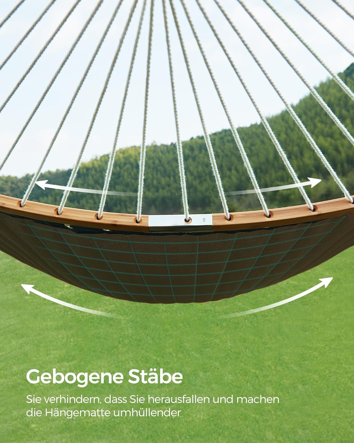 Gepolsterte Doppel-Hängematte mit Kissen (200x140 cm), Blau+beige
