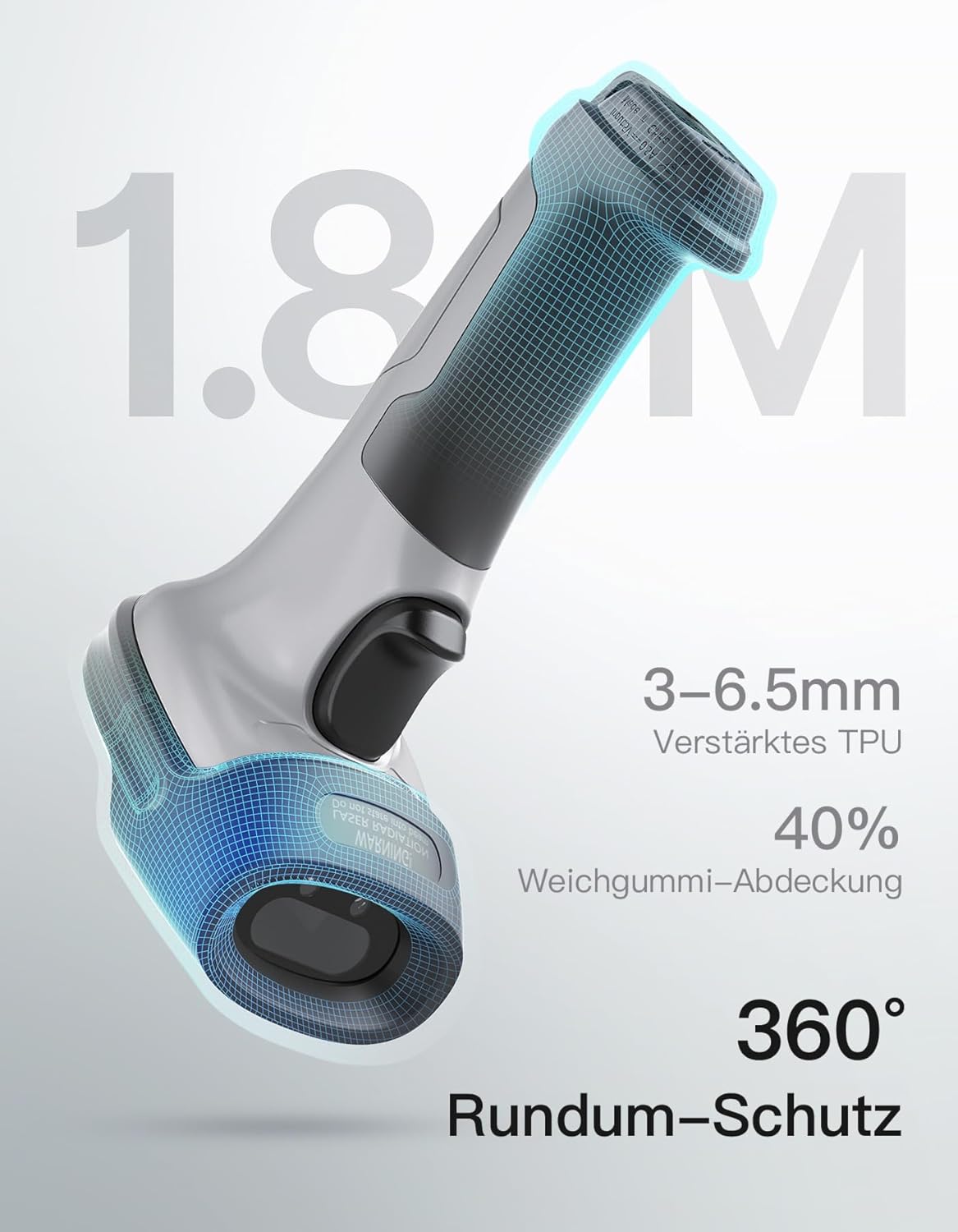 BCST-72 Barcode-Scanner 2D Bluetooth, kabellos mit AI APP & SDK, Grau