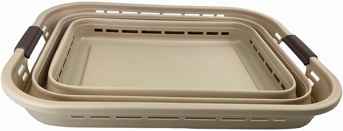 Zusammenklappbarer Wäschekorb, Aprikose/ Braun