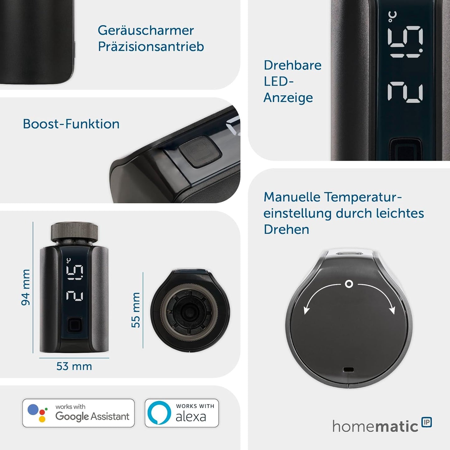 Smart Home Heizkörperthermostat Evo, Thermostat – Evo anthrazit