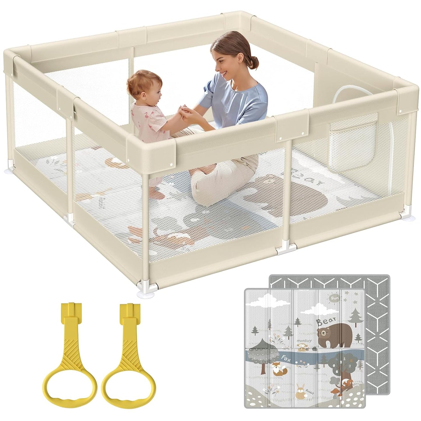 Laufgitter mit Matte, beige