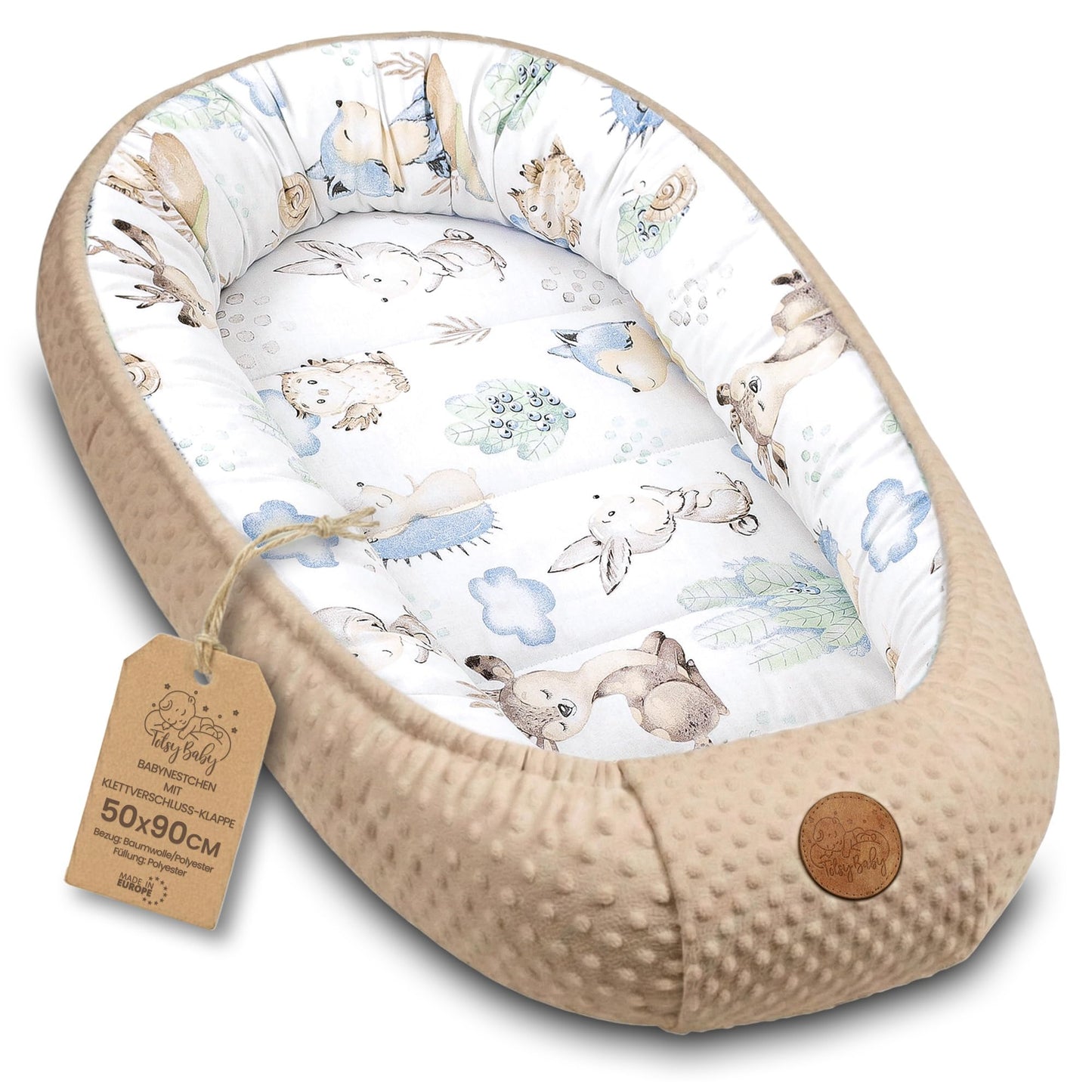 Babynestchen, Igel Khaki 90x50 cm (1er Pack)