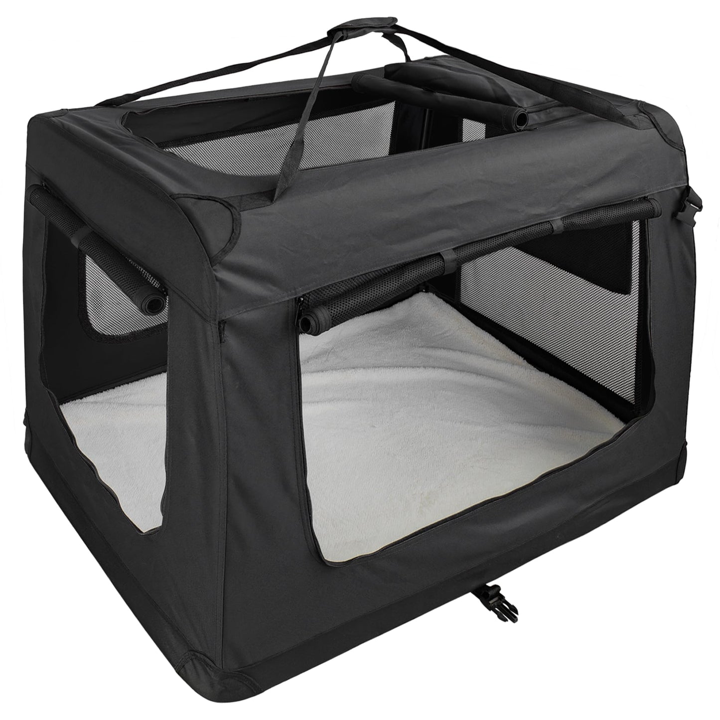 Faltbare Hundebox mit Taschen, L 101 x B 68 x H 70 cm Schwarz