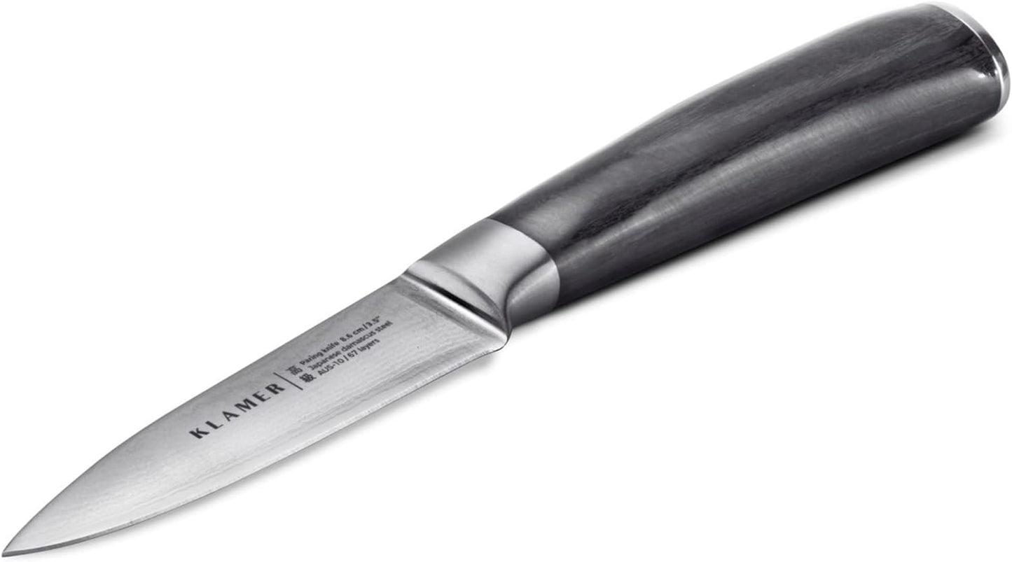 Schälmesser, Classic Damastmesser Pakkaholz Schäl 8,6 cm