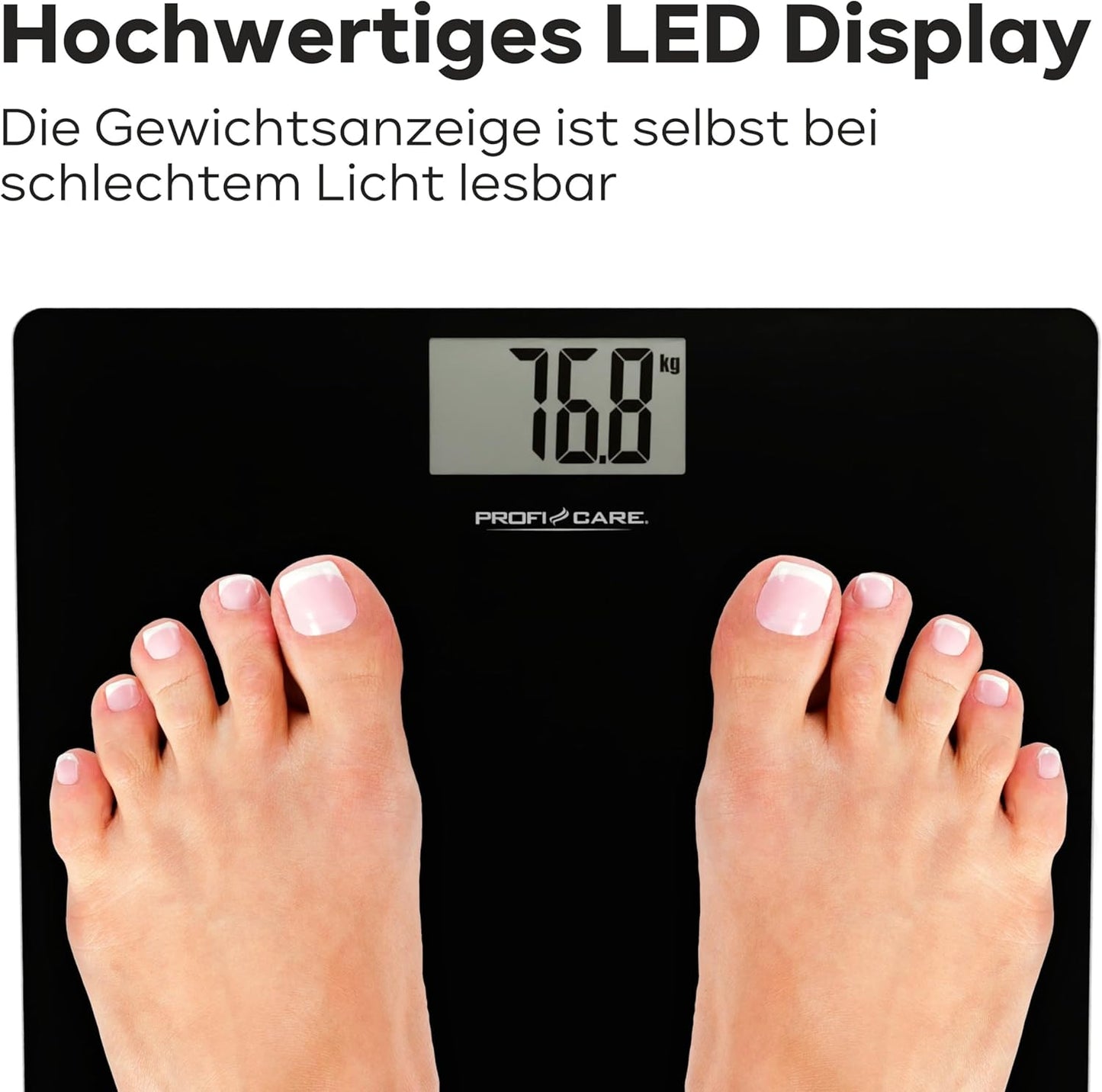 PC-PW 3122 Personenwaage mit LCD-Display, Schwarz