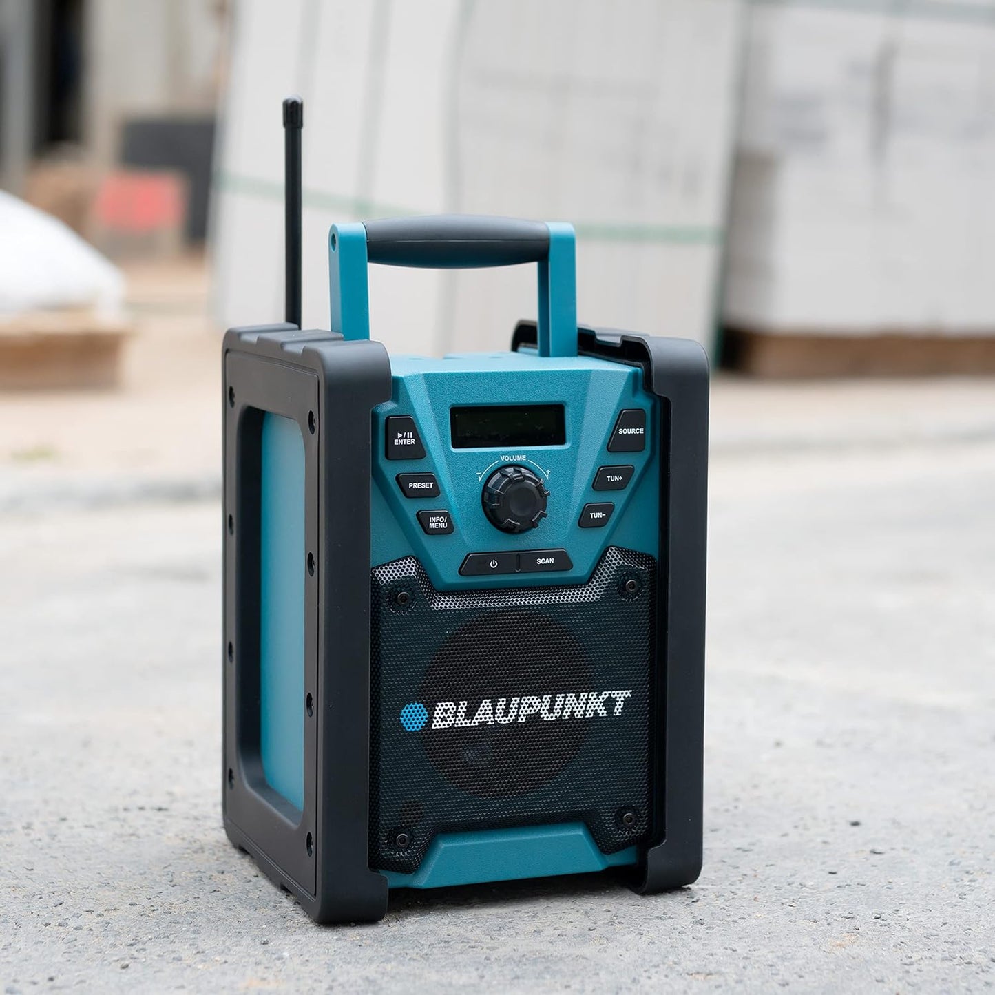 Baustellenradio BSR 200 mit Bluetooth und DAB+, Blau Netz-/Akkubetrieb mit DAB
